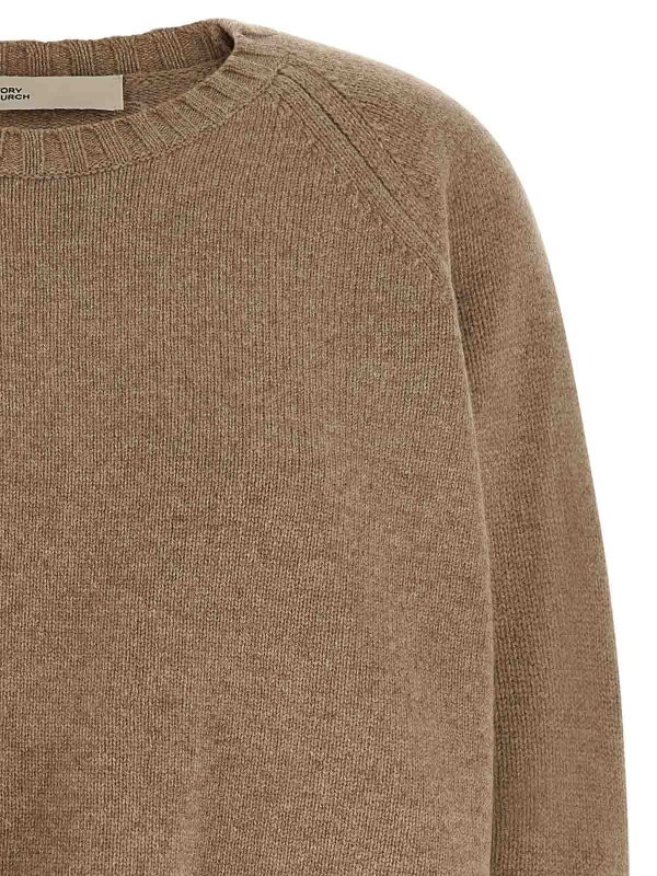 The Best Shops TORY BURCH: Strickpullover mit Rundhalsausschnitt - Rundhalspullover - Beige