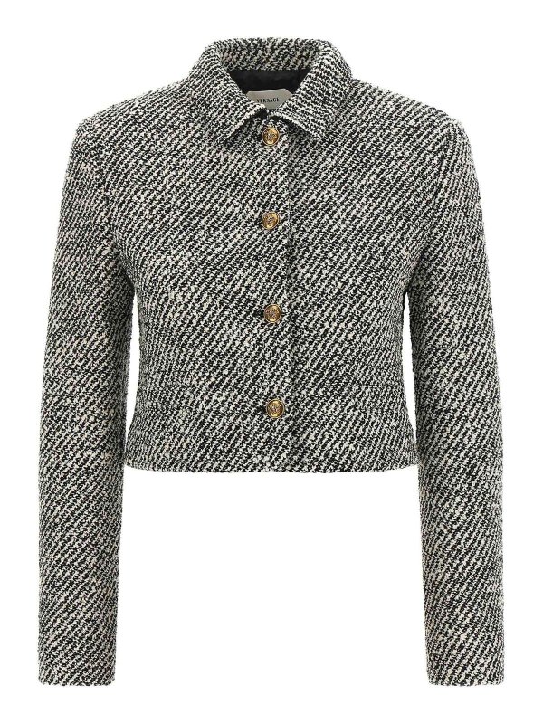 VERSACE: padded jackets - Boucl Wool Blend Blouson Jacket