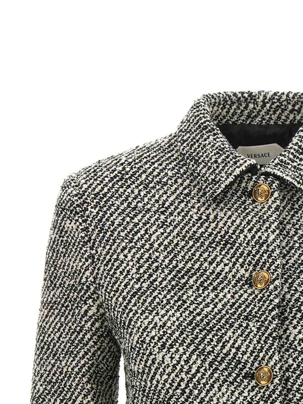 The Best Shops VERSACE: padded jackets - Boucl Wool Blend Blouson Jacket
