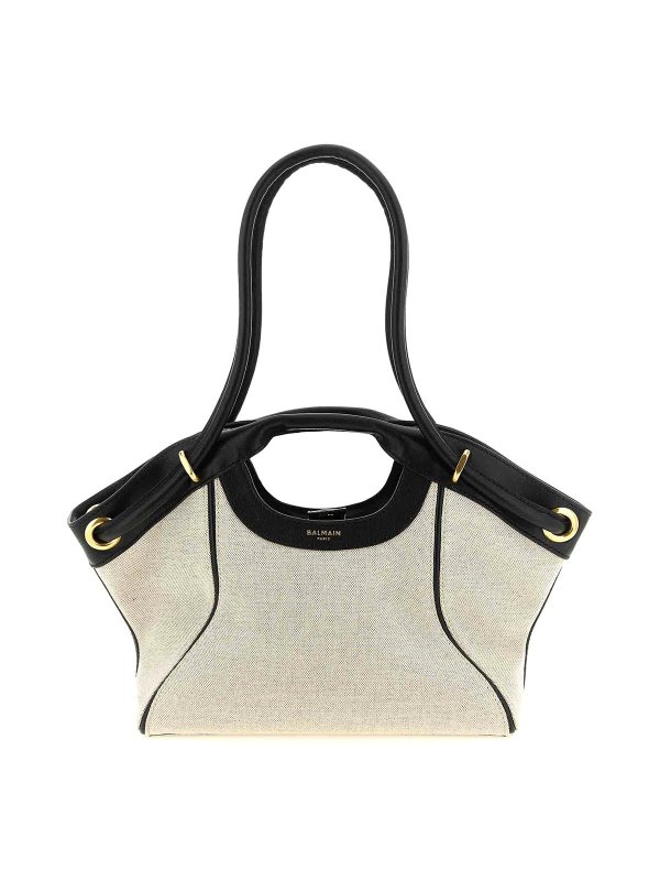 Balmain: Handtaschen - Shopper - Weiß