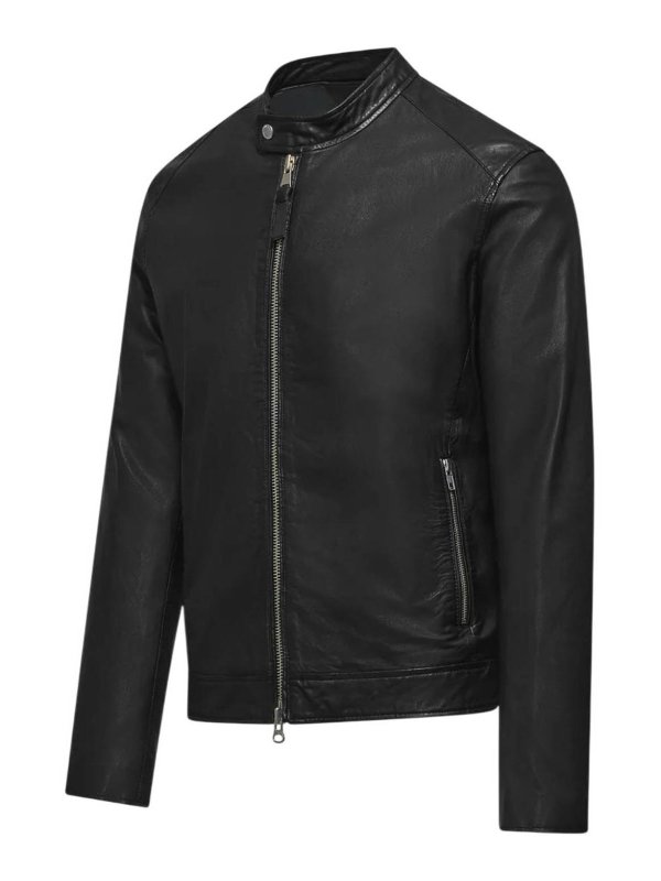 BOMBOOGIE: knee length coats online - Black Jacket