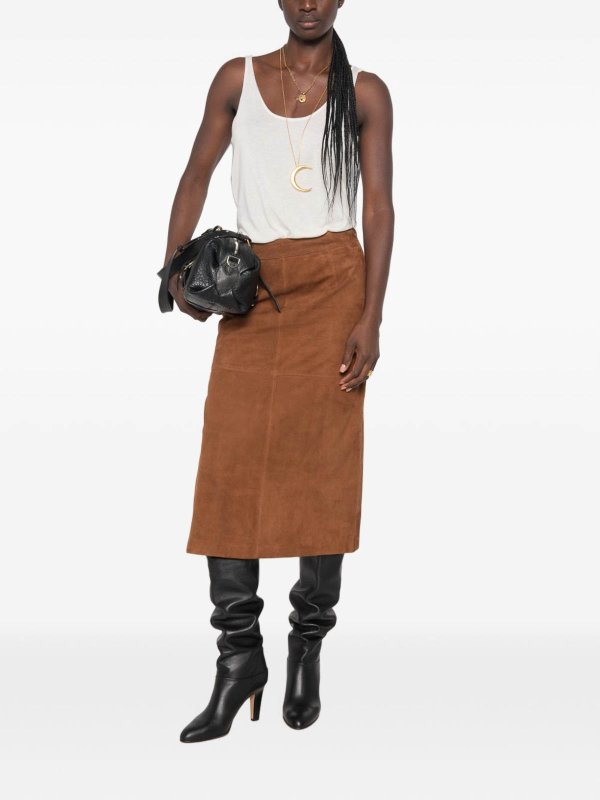 レザースカート - ブラウン shop online: MARELLA