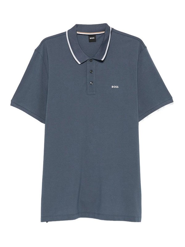 Hugo Boss: Strickpullover mit Rundhalsausschnitt - Rundhalspullover - Blau