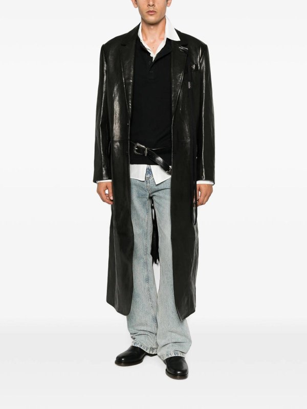ANN DEMEULEMEESTER: レザーコート online - レザーコート - 黒