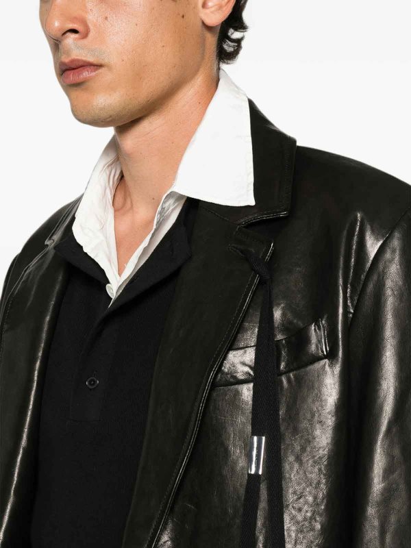 The Best Shops ANN DEMEULEMEESTER: レザーコート - レザーコート - 黒