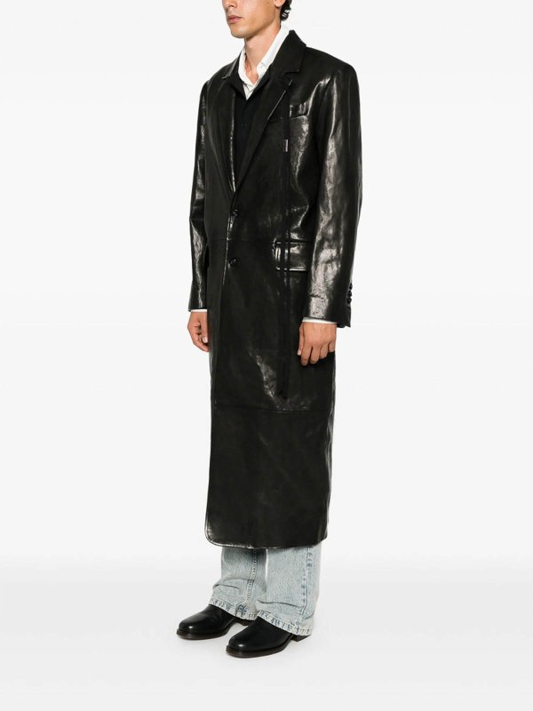 レザーコート - 黒 shop online: ANN DEMEULEMEESTER