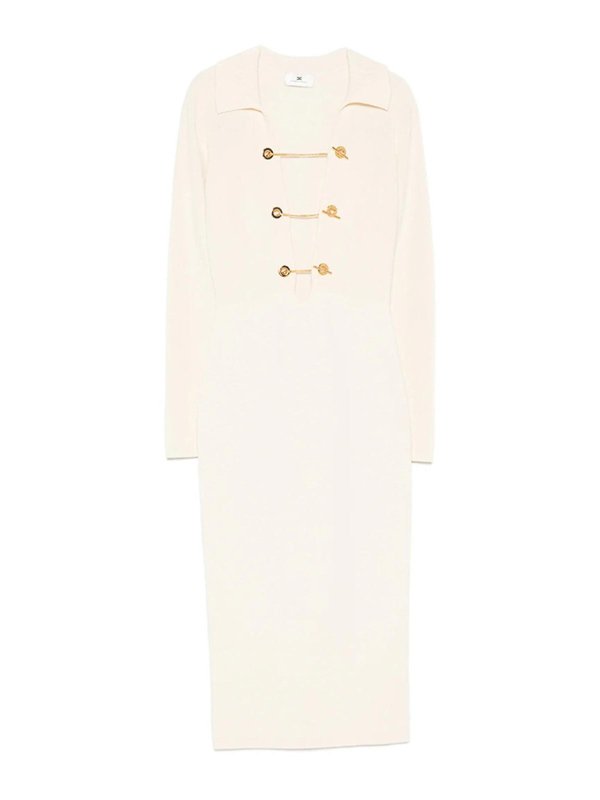 ELISABETTA FRANCHI: ニーレングスドレス - 膝丈ドレス - ベージュ