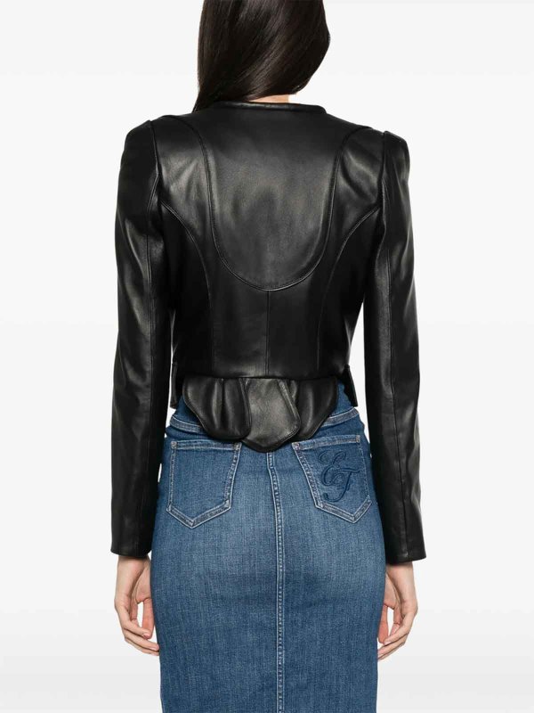 レザーコート - 黒 shop online: ELISABETTA FRANCHI