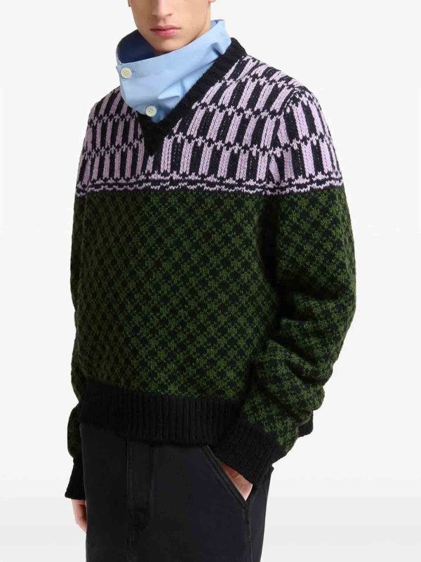 Pull À Col V - Vert shop online: Marni