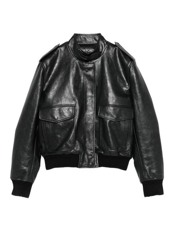 TOM FORD: レザーコート - レザーコート - 黒