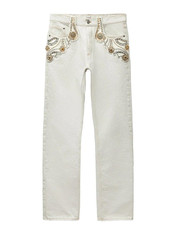 VERSACE: Jeans Rectos - Vaqueros Rectos - Gris