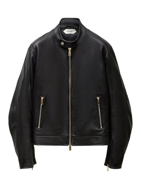 VERSACE: レザーコート - レザーコート - 黒