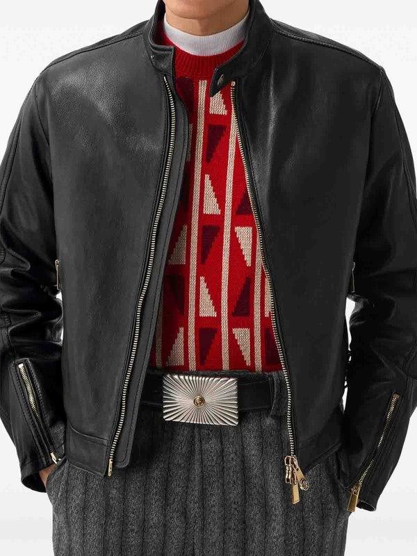 レザーコート - 黒 shop online: VERSACE