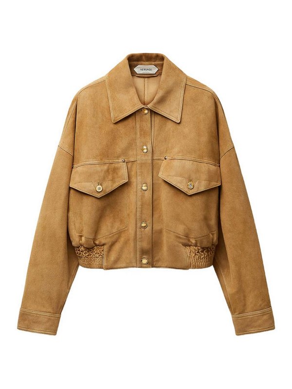 VERSACE: leather jacket - Leather Outerwear
