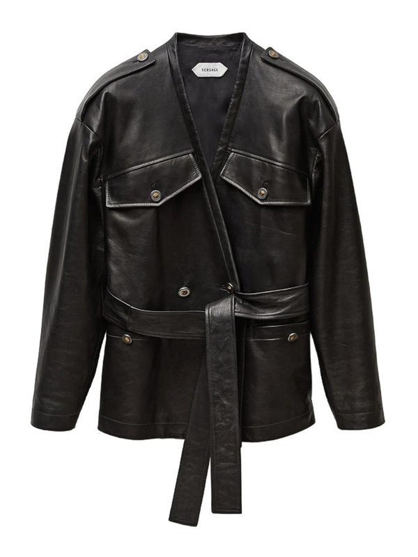 VERSACE: leather coats - Leather Outerwear