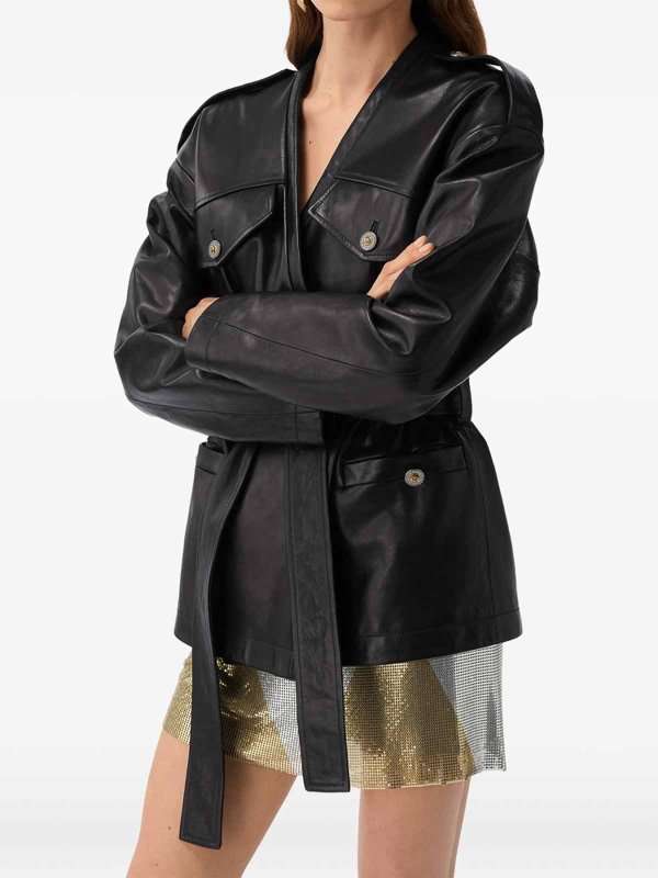VERSACE: leather coats online - Leather Outerwear