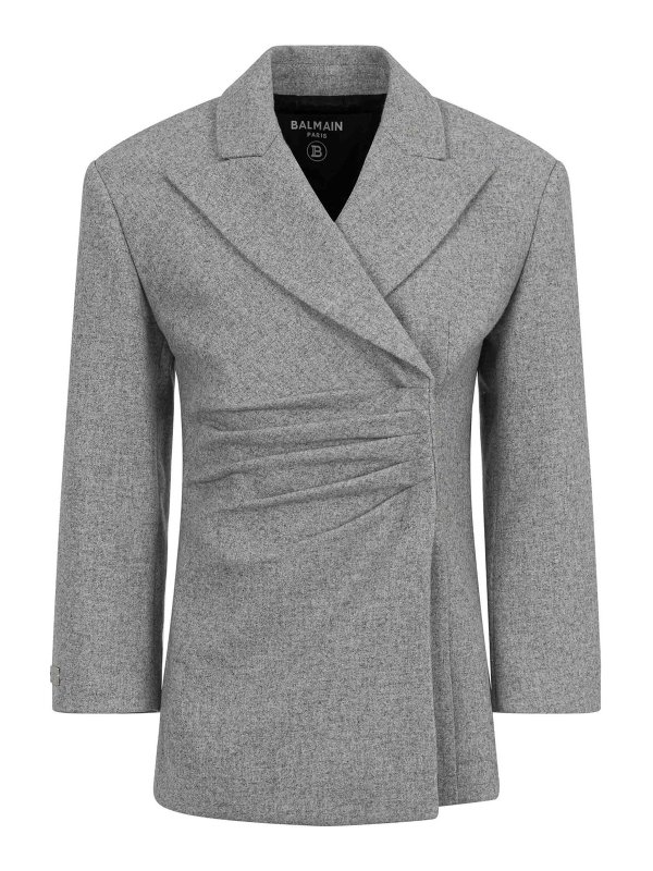 Balmain: Vestes de costume - Blazer - Gris