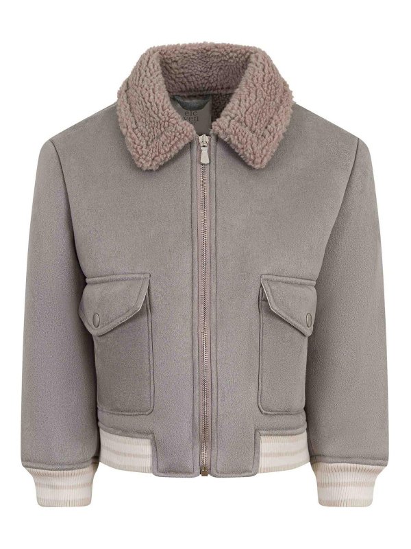 ELEVENTY: casual jackets - Jacket With Fur Collar