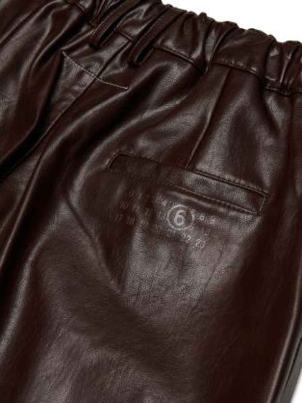 The Best Shops MM6 MAISON MARGIELA: レザートラウザー - レザーパンツ - ブラウン