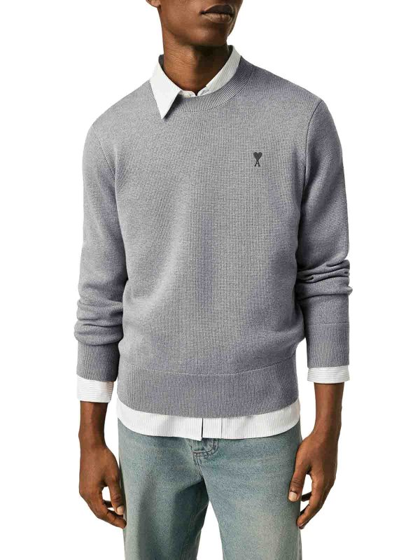 AMI PARIS: Strickpullover mit Rundhalsausschnitt online - Rundhalspullover - Grau