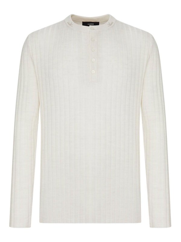 AMIRI: Strickpullover mit Rundhalsausschnitt - Rundhalspullover - Nude