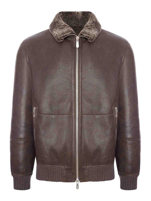 BRUNELLO CUCINELLI: ボンバージャケット - ボンバージャケット - ブラウン