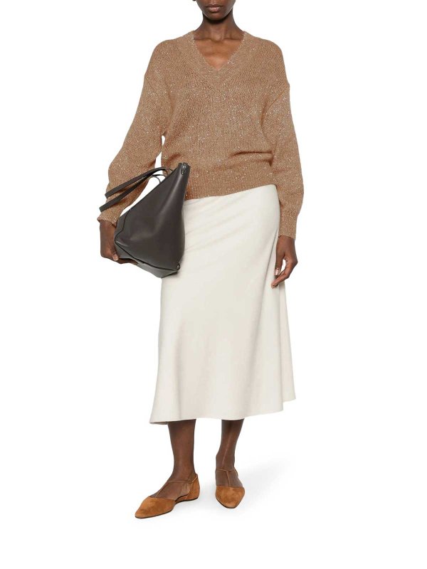 BRUNELLO CUCINELLI: クルーネック online - クルーネック - ブラウン