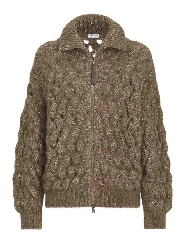 BRUNELLO CUCINELLI: カーディガン - カーディガン - ブラウン