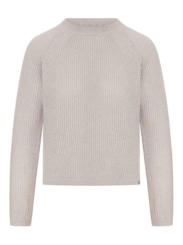 HERNO: Strickpullover mit Rundhalsausschnitt - Rundhalspullover - Nude