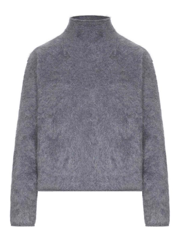 LISA YANG: Strickpullover mit Rundhalsausschnitt - Rundhalspullover - Grau