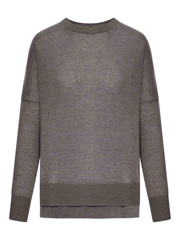 NOME: Strickpullover mit Rundhalsausschnitt - Rundhalspullover - Braun