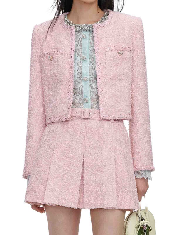 The Best Shops Self Portrait: padded coats - Cropped Boucle Jacket