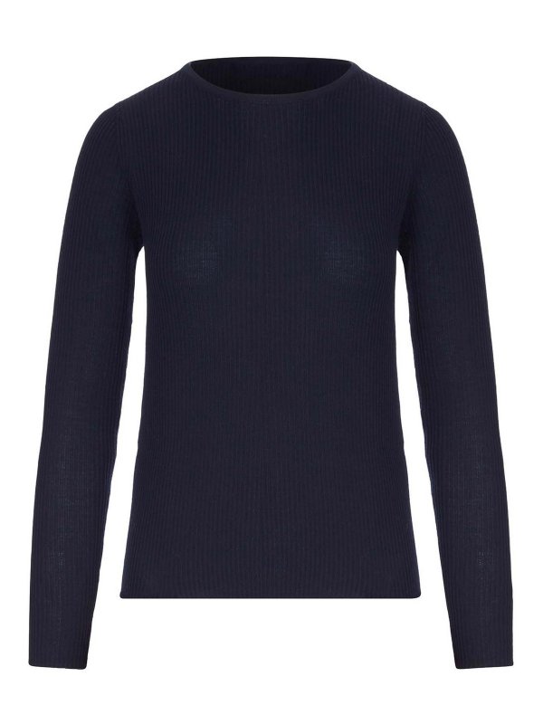 S MAX MARA: Strickpullover mit Rundhalsausschnitt - Rundhalspullover - Blau