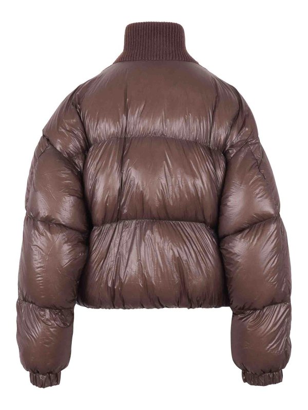 DIESEL: padded jackets online - Ripstop Down Jacket with Knit Collar
