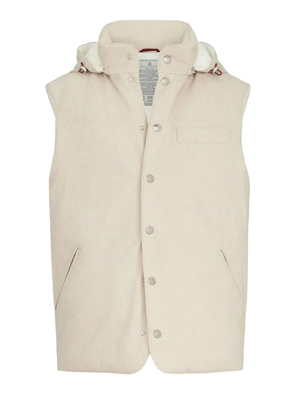 BRUNELLO CUCINELLI: ダウン・ハイテクジャケット - ダウンジャケット - ヌードカラー