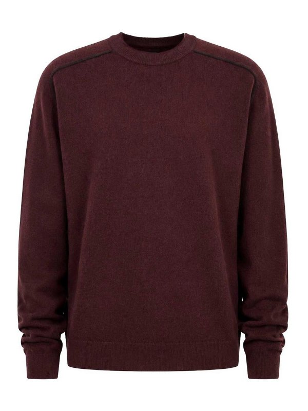 Maison Margiela: Strickpullover mit Rundhalsausschnitt - Rundhalspullover - Rot
