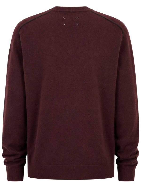 Maison Margiela: Strickpullover mit Rundhalsausschnitt online - Rundhalspullover - Rot