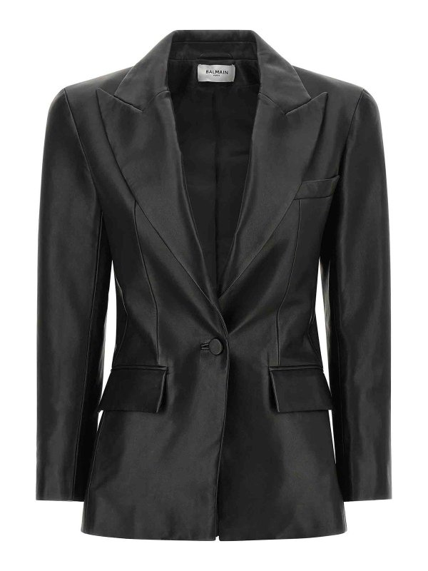 Balmain: レザージャケット - レザージャケット - 黒