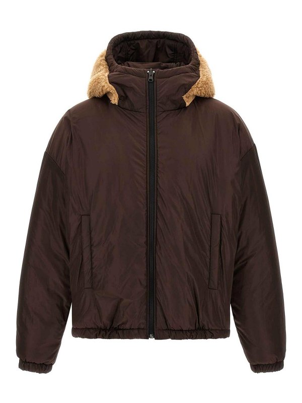 DSQUARED2: Fur & Shearling Coats online - Teddy Reversible Jacket With Logo Patch