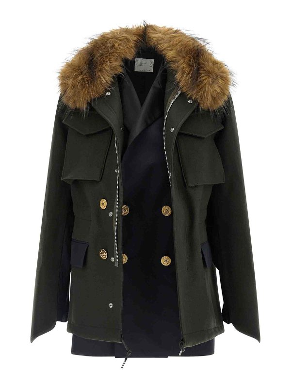Sacai: 毛皮＆シアリングコート online - 毛皮/ムートンコート - 緑