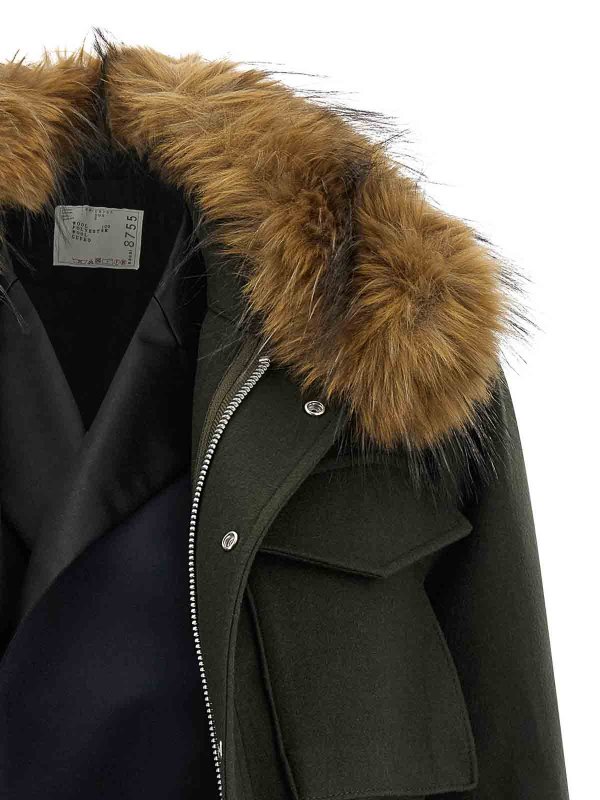 毛皮/ムートンコート - 緑 shop online: Sacai