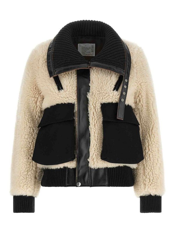 Sacai: 毛皮＆シアリングコート - 毛皮/ムートンコート - 黒