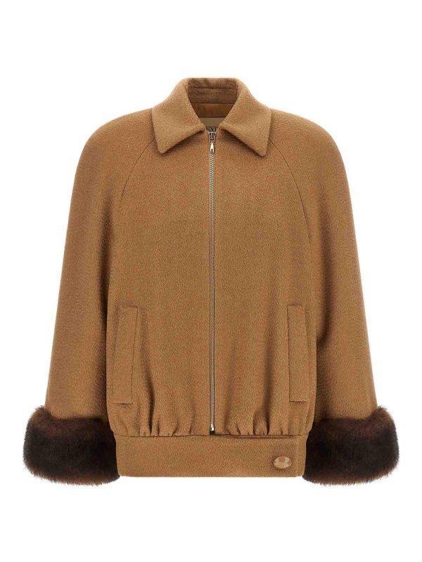 VALENTINO GARAVANI: 毛皮＆シアリングコート - 毛皮/ムートンコート - ブラウン