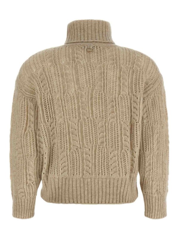 AGNONA: Strickpullover mit Rundhalsausschnitt online - Rundhalspullover - Beige