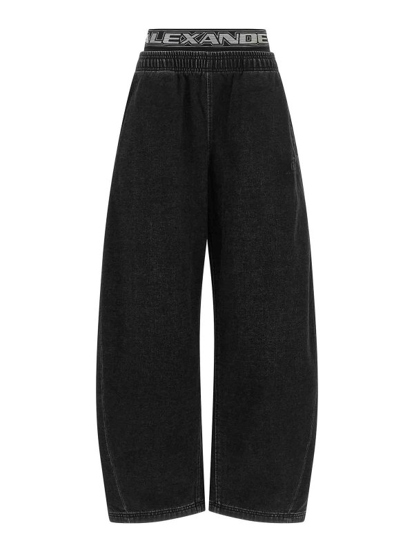 ALEXANDER WANG: ストレートジーンズ - ストレートジーンズ - 黒
