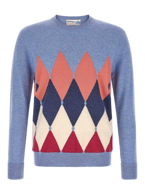BALLANTYNE: Strickpullover mit Rundhalsausschnitt - Rundhalspullover - Hellblau