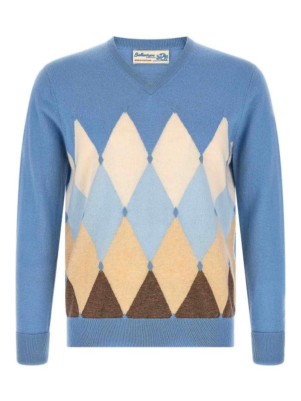 BALLANTYNE: Strickpullover mit Rundhalsausschnitt - Rundhalspullover - Hellblau