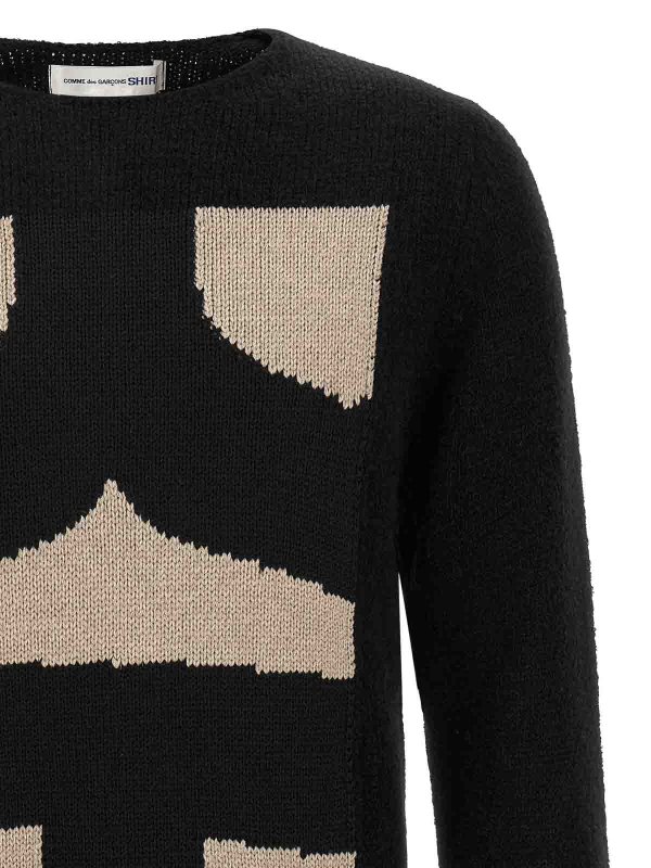 The Best Shops COMME DES GARCONS: Strickpullover mit Rundhalsausschnitt - Rundhalspullover - Schwarz
