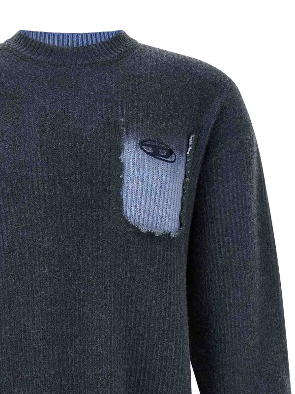 The Best Shops DIESEL: Strickpullover mit Rundhalsausschnitt - Rundhalspullover - Blau