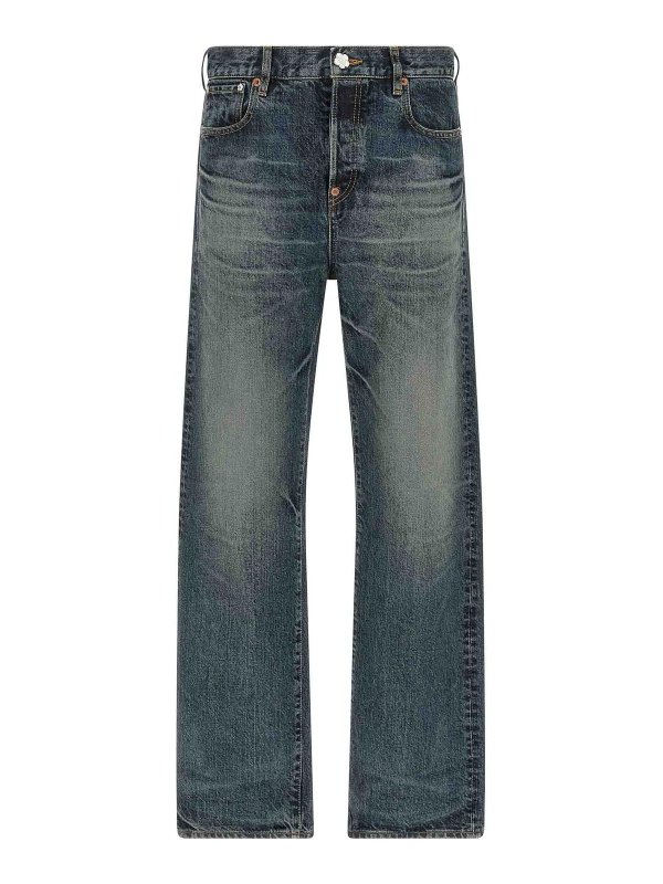 KENZO: straight leg jeans - Boke Flower Button Jeans